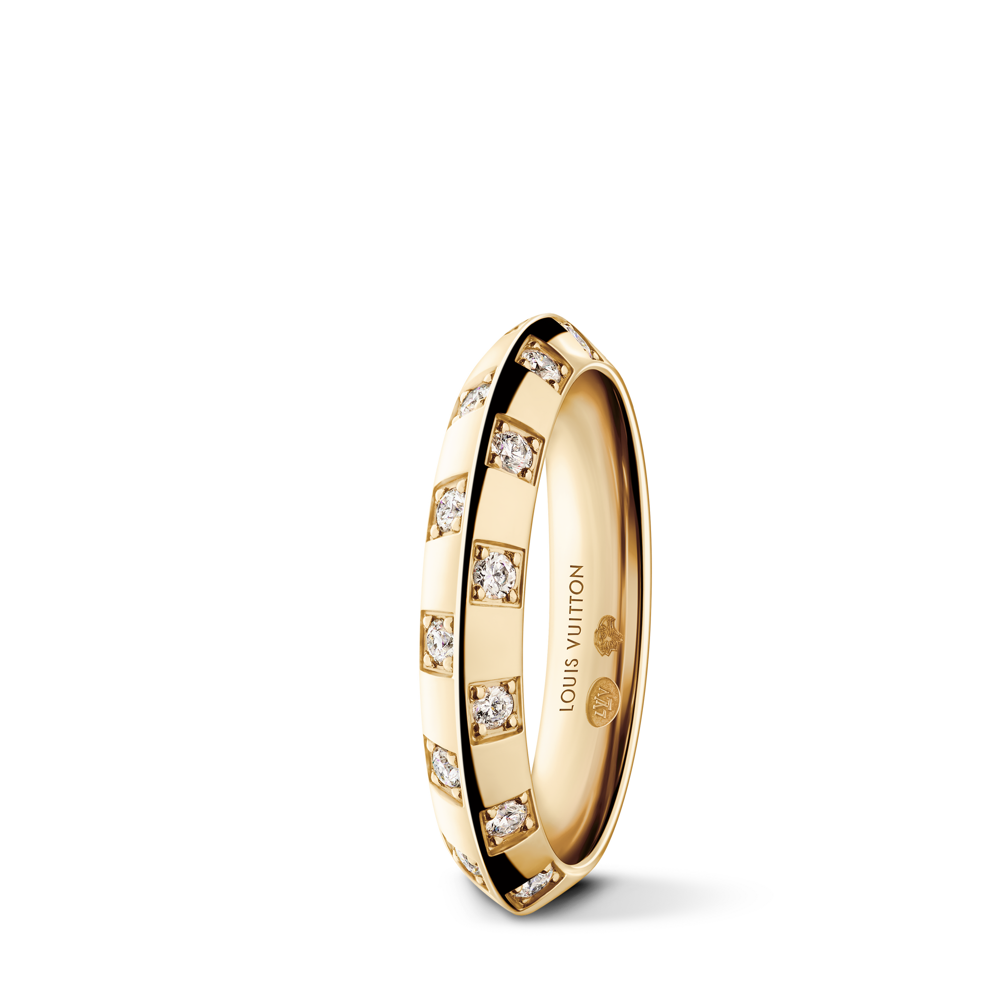 Le Damier de Louis Vuitton Small Ring, Yellow Gold and Diamonds
